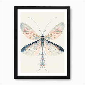 Colourful Insect Illustration Lacewing 16 Art Print