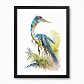 Troodon Watercolour Dinosaur Art Print