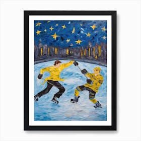Figure Skating In The Style Of Van Gogh 3 Art Print