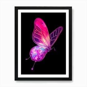 Butterfly On Black Background Art Print