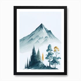 Mountain And Forest In Minimalist Watercolor Vertical Composition 39 Art Print