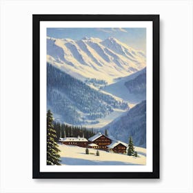 Pitztal, Austria Ski Resort Vintage Landscape 1 Skiing Poster Art Print