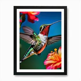 Male Ruby Throated Hummingbird-Reimagined 17 Art Print