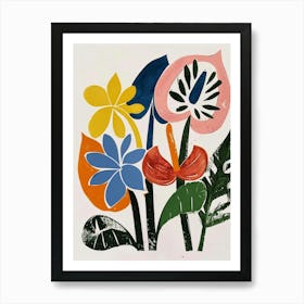 Painted Florals Flamingo Flower 2 Art Print