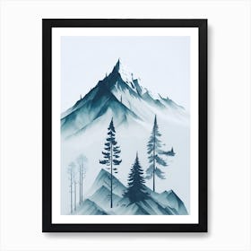 Mountain And Forest In Minimalist Watercolor Vertical Composition 231 Art Print