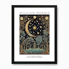 William Morris Print Night Forest Moon Poster Vintage Wall Art Textiles Art Vintage Poster Art Print