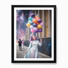 Girl With Balloons Art Print