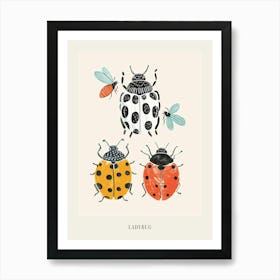 Colourful Insect Illustration Ladybug 6 Poster Art Print