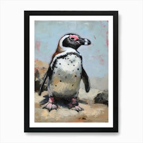 African Penguin Livingston Island Oil Painting 2 Art Print