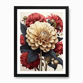 Dahlia Flower Illustration 1 Art Print 1 Art Print