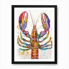 Lobster Colourful Watercolour 3 Art Print