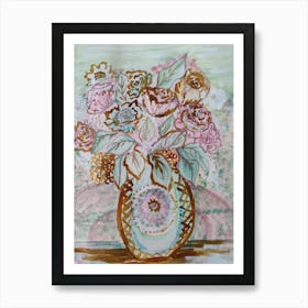 'Roses In A Vase' Art Print