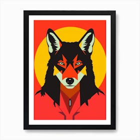 Red Wolf Art Nouveau 1 Art Print