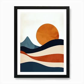 Sunset In The Mountains, Scandinavian Simplicity Art Print