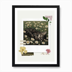 Scrapbook Sleeping Kitten Fairycore Painting 1 Art Print