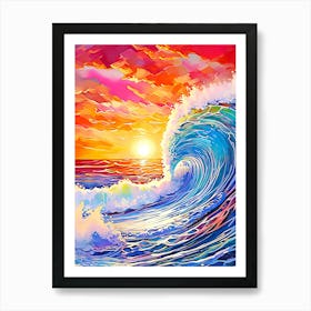 Sunset Ocean Wave Painting Art Print