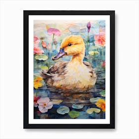 Mixed Media Ducks In The Pond 4 Art Print