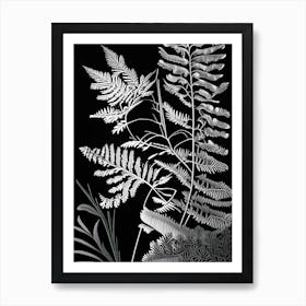 Royal Fern Wildflower Linocut Poster