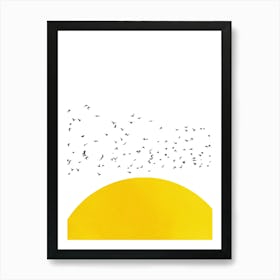 A Thousand Birds Bedroom, Birds Flying Over The Sun Art Print