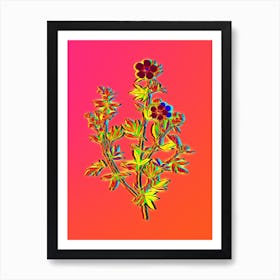 Neon Yellow Buttercup Flowers Botanical in Hot Pink and Electric Blue n.0270 Art Print