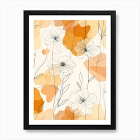 Orange Flower Pattern Art Print