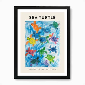 Abstract Sea Turtle Crayon Doodle Pattern 2 Art Print