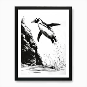 Emperor Penguin Diving Into The Water 2 Art Print