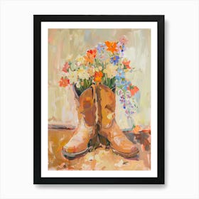 Cowboy Boots And Wildflowers Mayapple 1 Art Print