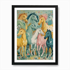 Herd of Abstract Horses Art Print