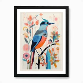 Colourful Scandi Bird Kingfisher 4 Art Print