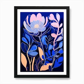 Blue Flower Illustration Protea 3 Art Print