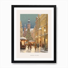 Vintage Winter Poster Krakow Poland 3 Art Print