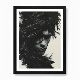 Whimsical Dark Feathers Man 6 Art Print