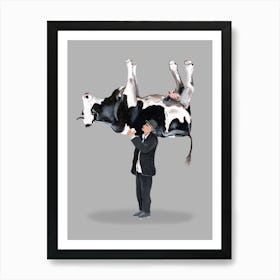 Carrying A Cow Art Print