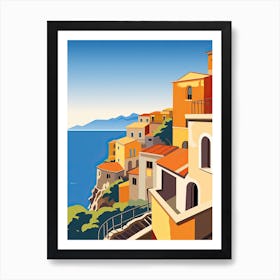 Amalfi Coast, Italy, Bold Outlines 3 Art Print