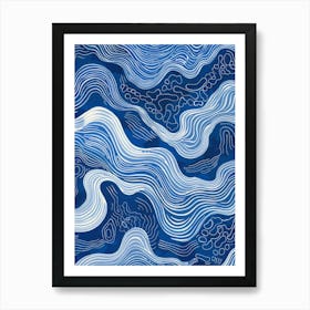 Blue And White Waves 1 Art Print