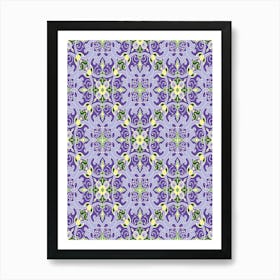 Purple Floral Pattern - Iznik — Turkish pattern Art Print