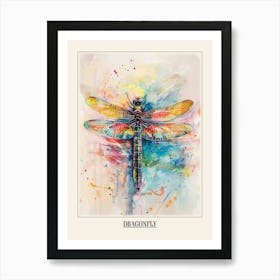 Dragonfly Colourful Watercolour 3 Poster Art Print