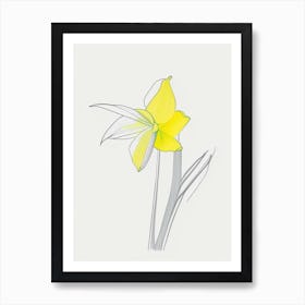 Daffodil Floral Minimal Line Drawing 1 Flower Poster