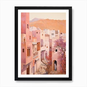 Agadir Morocco Vintage Pink Travel Illustration Art Print