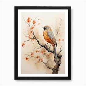 Phoenix, Japanese Brush Painting, Ukiyo E, Minimal 1 Art Print