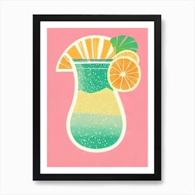 Caipiroska Retro Pink Cocktail Poster Art Print