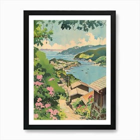 Izu Peninsula Japan 1 Retro Illustration Art Print