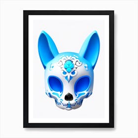 Animal Skull Blue Kawaii Art Print