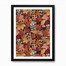 Autumn Leaves And Mushrooms Art Print