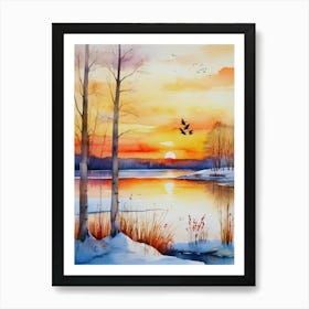 Sunset By The Lake 3 Art Print