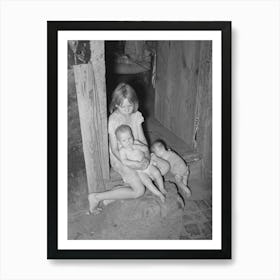 Children Of Agricultural Day Laborer In Doorway Of Home Near Tullahassee, Oklahoma, Wagoner County By Russe Art Print