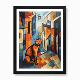 Painting Of Havana With A Cat In The Style Of Cubism, Picasso Style 1 Art Print
