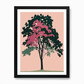 Beech Tree Colourful Illustration 4 1 Art Print