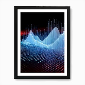 Abstract Cyber Concept Retro Futuristic Geometric Shapes Dots And Lines Creating A Digital Wave I (5) Art Print